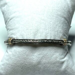 Camrose and Kross JBK Silver Rhinestone Hinged Bangle Bracelet
